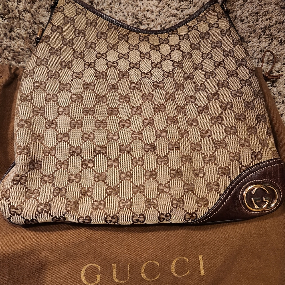 Gucci GG Canvas Med Britt Hobo & D Ring GG Canvas Compact Wallet - Picture 4 of 14